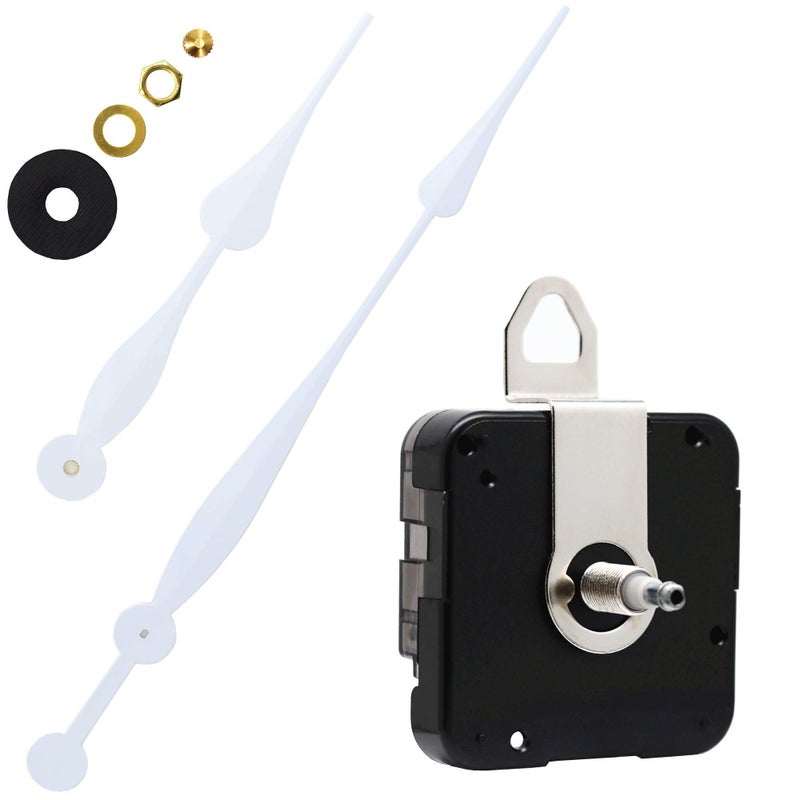 TIKROUND Youngtown 12888 High Torque Long Shaft Clock Movement Mechanism with 12 Inch Long Spade Hands (White 1 Set) - Image 1